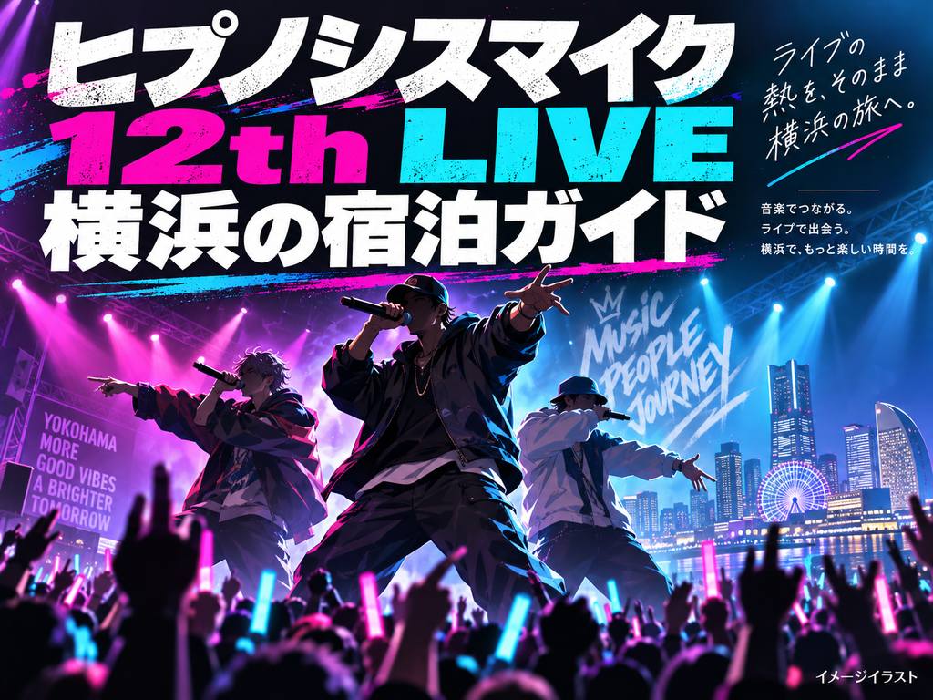ヒプノシスマイク -Division Rap Battle- 12th LIVE《MIC AS ONE》の雰囲気を表現したトマルヒの宿泊ガイド用イメージイラスト