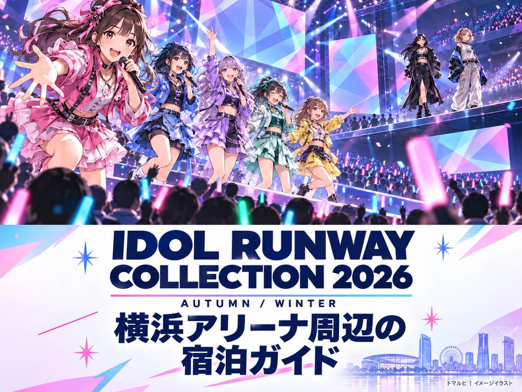 IRCのアイドルライブとファッションを表現した宿泊ガイドのイメージイラスト