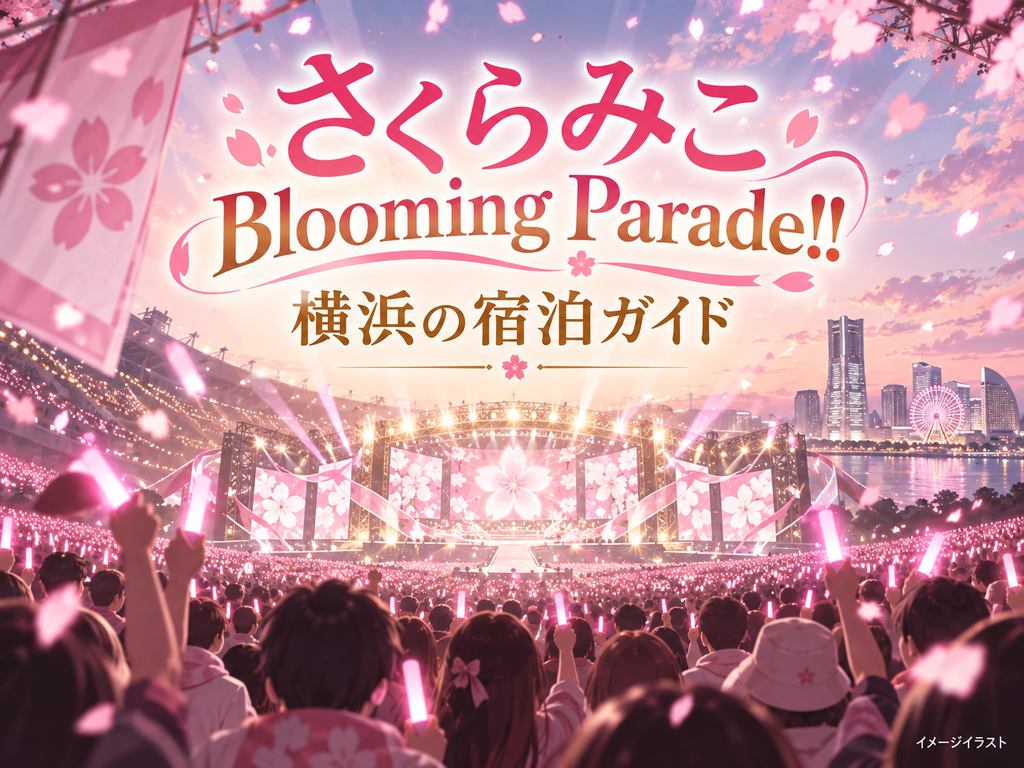 Sakura Miko 2nd Live “Blooming Parade!!”の雰囲気を表現したトマルヒの宿泊ガイド用イメージイラスト