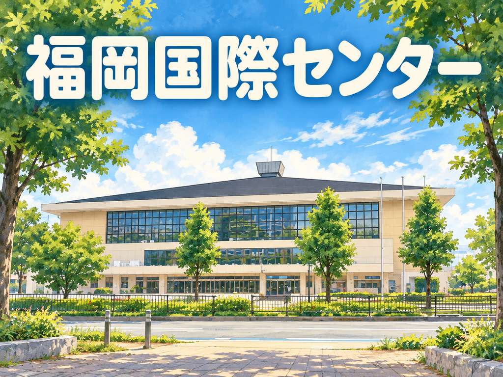 福岡国際センターの建物を描いたイラスト